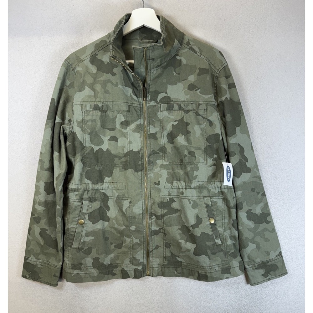 Old Navy Women's Size M Camo Canvas Army Green Full Zip Scout Utility Jacket NWT